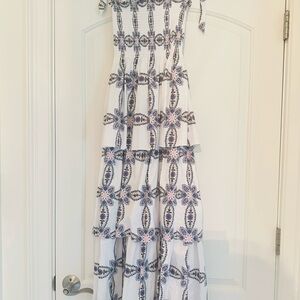 Hill House White and Blue Floral Dress